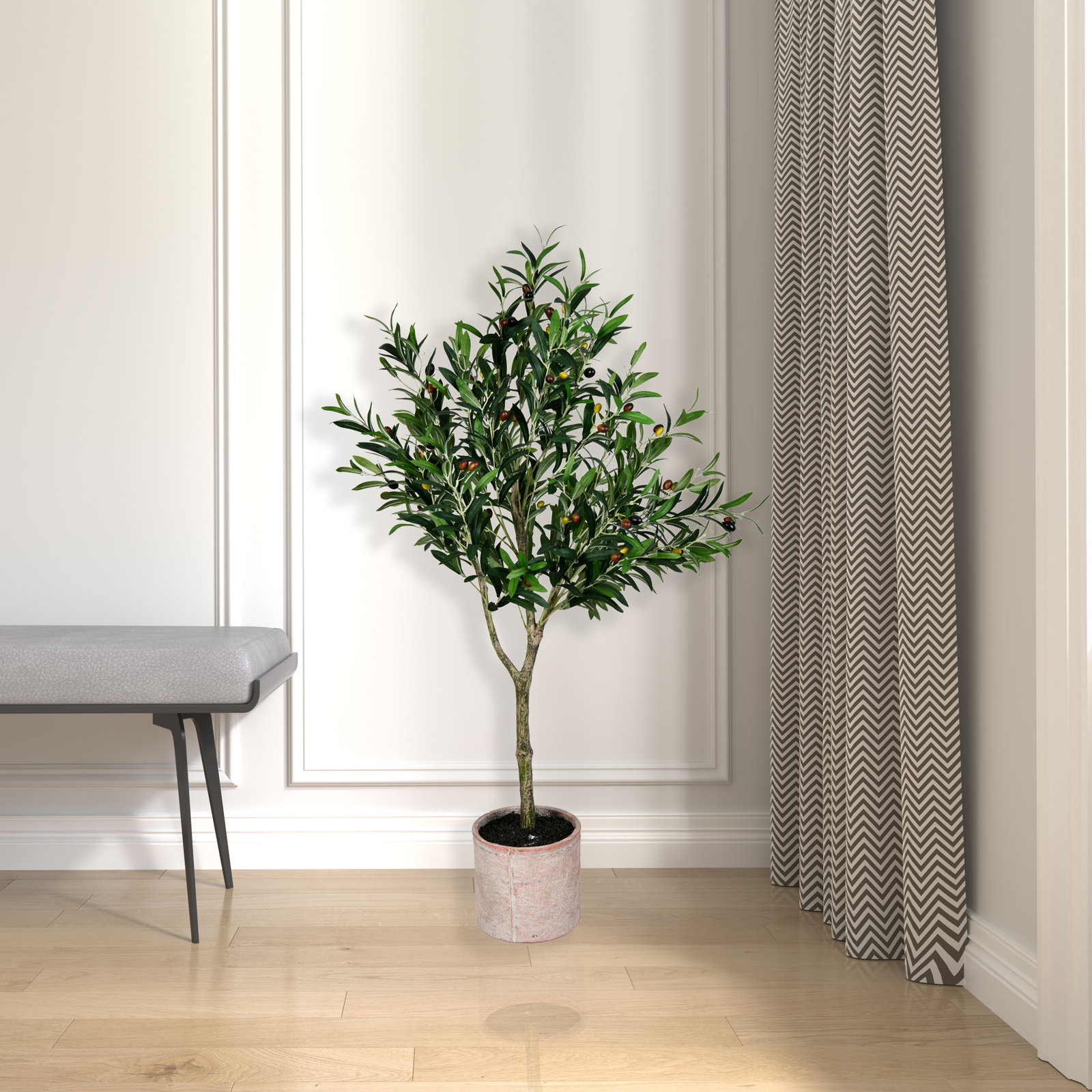 72" Olive Tree in Pot, 48" H x 20" W x 24" D