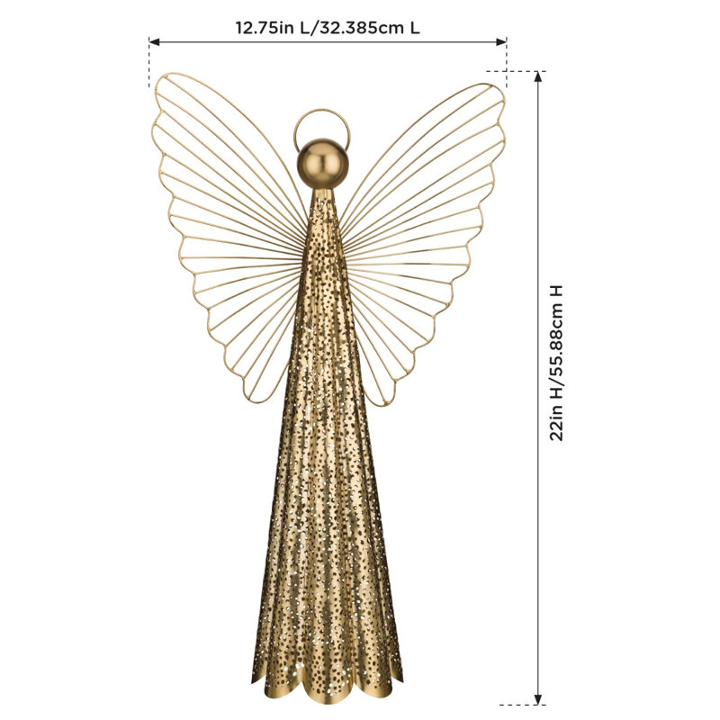 Décoration Contempo Angel, Doré, H 5,75 po x l 22 po x P 12,75 po