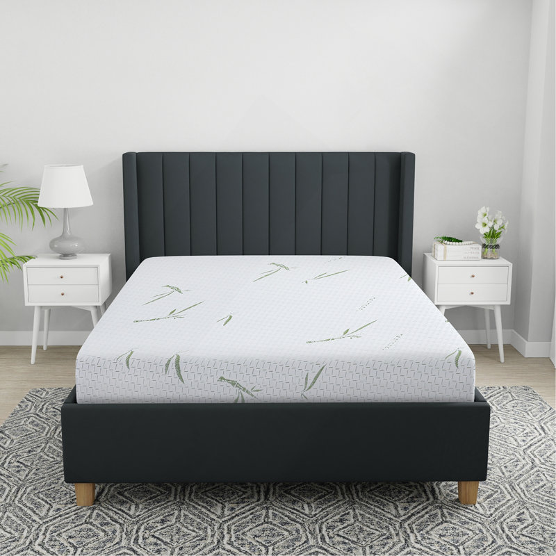 Matelas en mousse viscoélastique double couche 10 pouces avec housse infusée de rayonne de bambou, Très grand lit, 10"