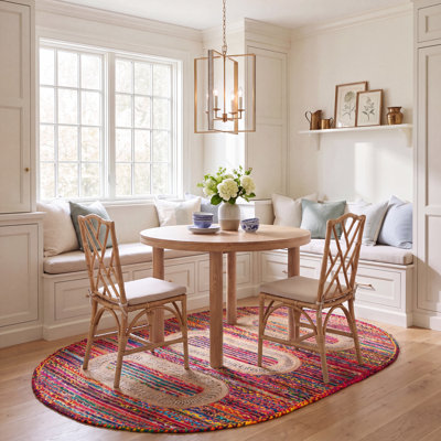 Tapis tressé à la main en coton / jute tissé à la main en rouge