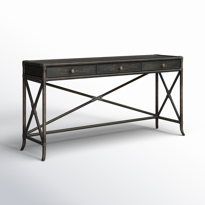 Retreat Pole Rattan Console, Black Sand