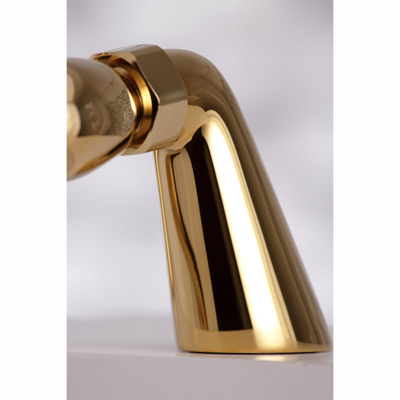 Kingston Triple Handle Deck Mounted Clawfoot Tub Faucet with Diverter and Handshower, Polished Brass
