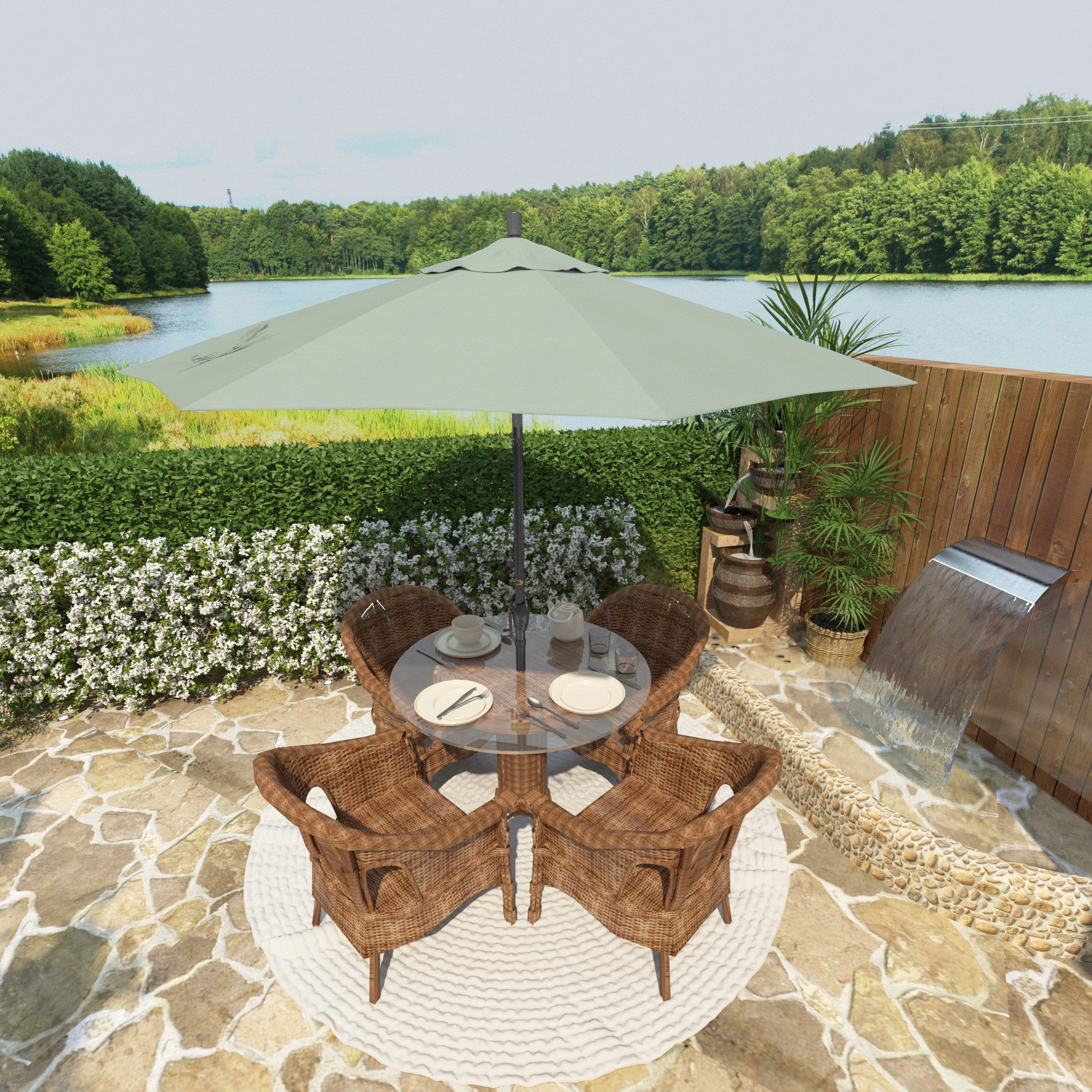 Lexia 90'' Sunbrella® Outdoor Umbrella, Spectrum Mist Sunbrella® Plainweave