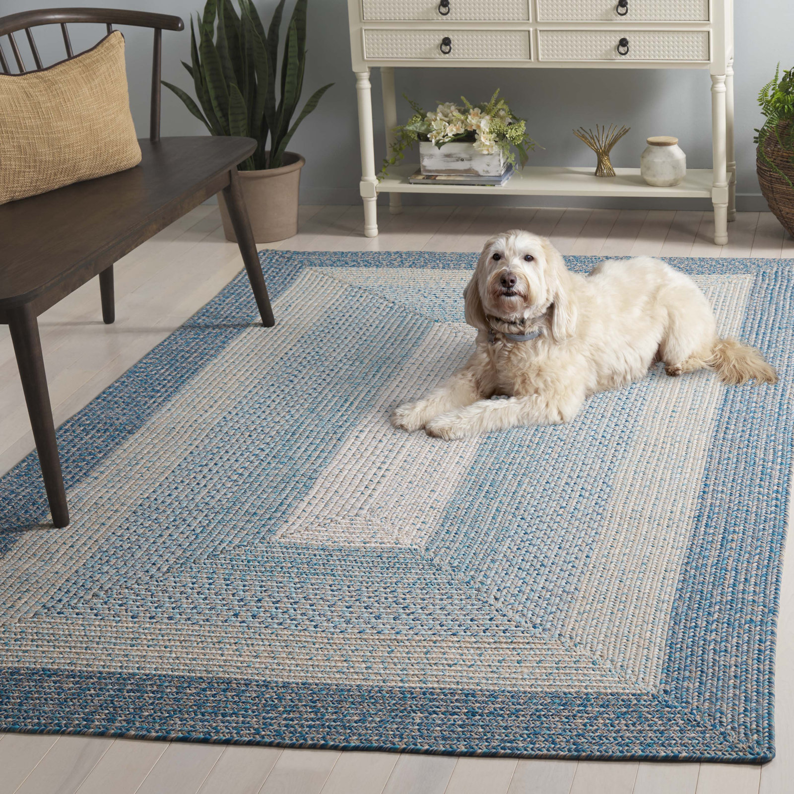 Rotella Woven Performance Machine Washable Performance Chevron Rug, Rectangle 5' x 8'