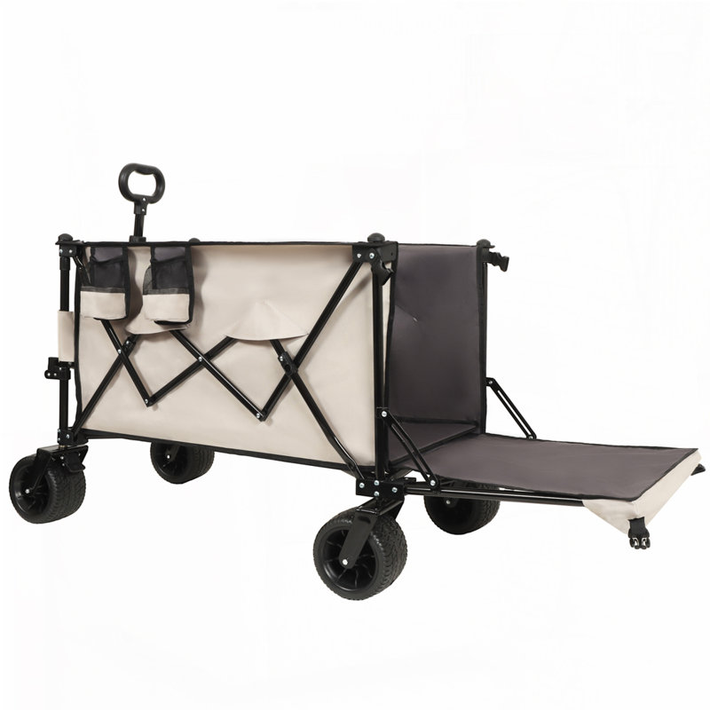 Wagon pliable avec hayon rallongé, Gris et kaki