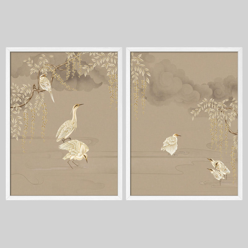 «Rustic Flower On Branch Birds Animals», reproduction d'art encadrée, affiches, salle de bain, petit art mural, Blanc