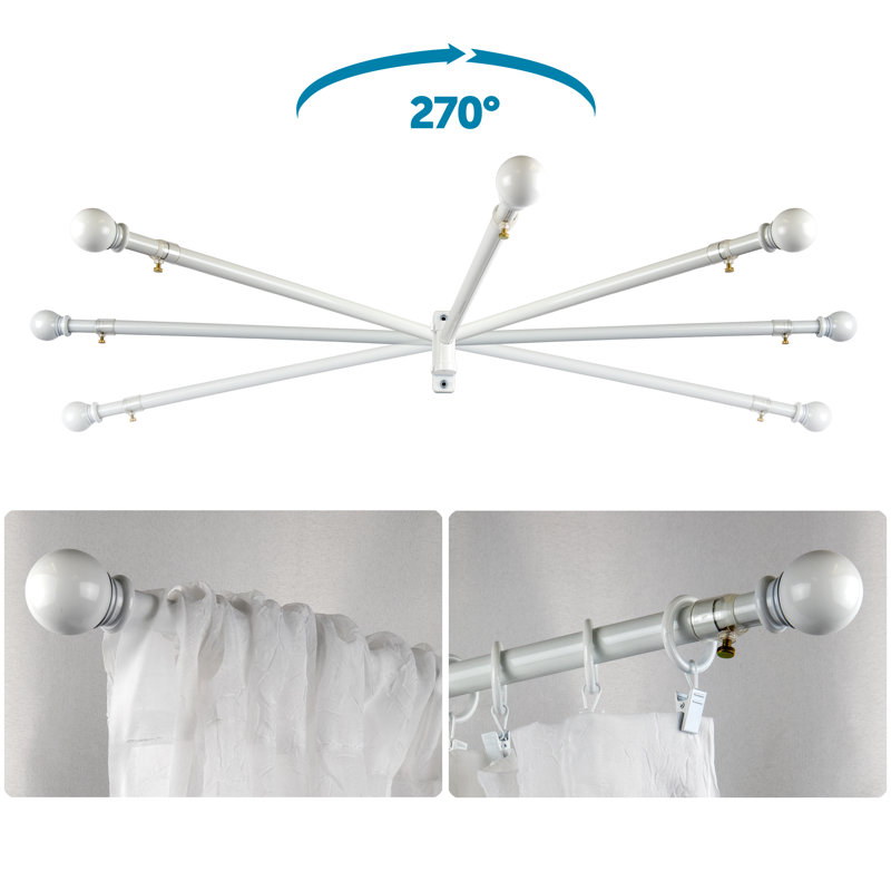 Huya Adjustable Single Curtain Rod, Black