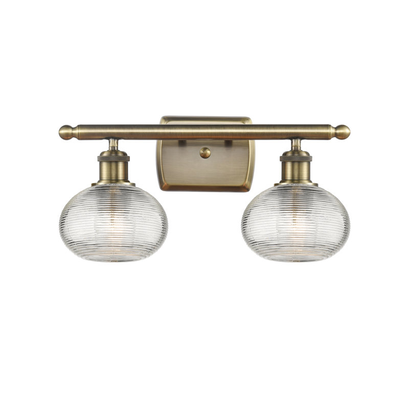 Éclairage pour meuble-lavabo à 2 lumières à intensité variable Jerard, Laiton antique
