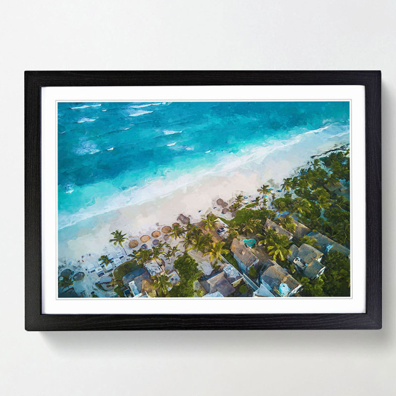 Washed up in Tulum Mexico in Abstract - Picture Frame Graphic Art Print, 35cm H x 50cm W x 2cm D, Black