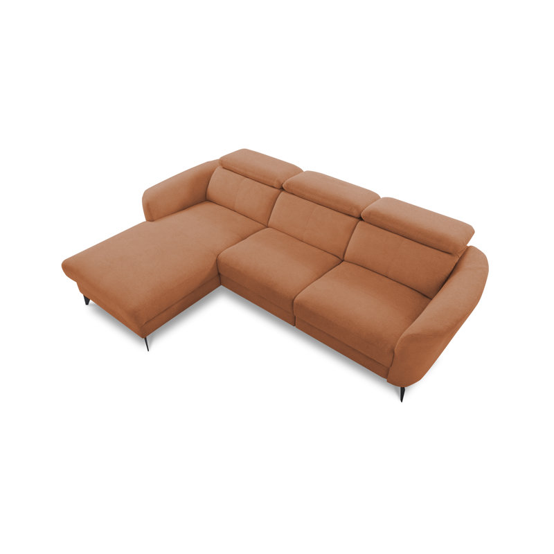 Brighton Power Reclining Corner Sofa with Adjustable Headrests in Chenille Fabric, Orange, Left Hand Facing