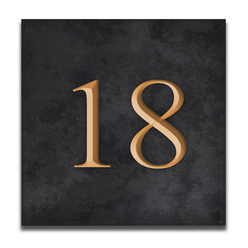 Velia 17.78cm H Stone House Number, 18, Gold
