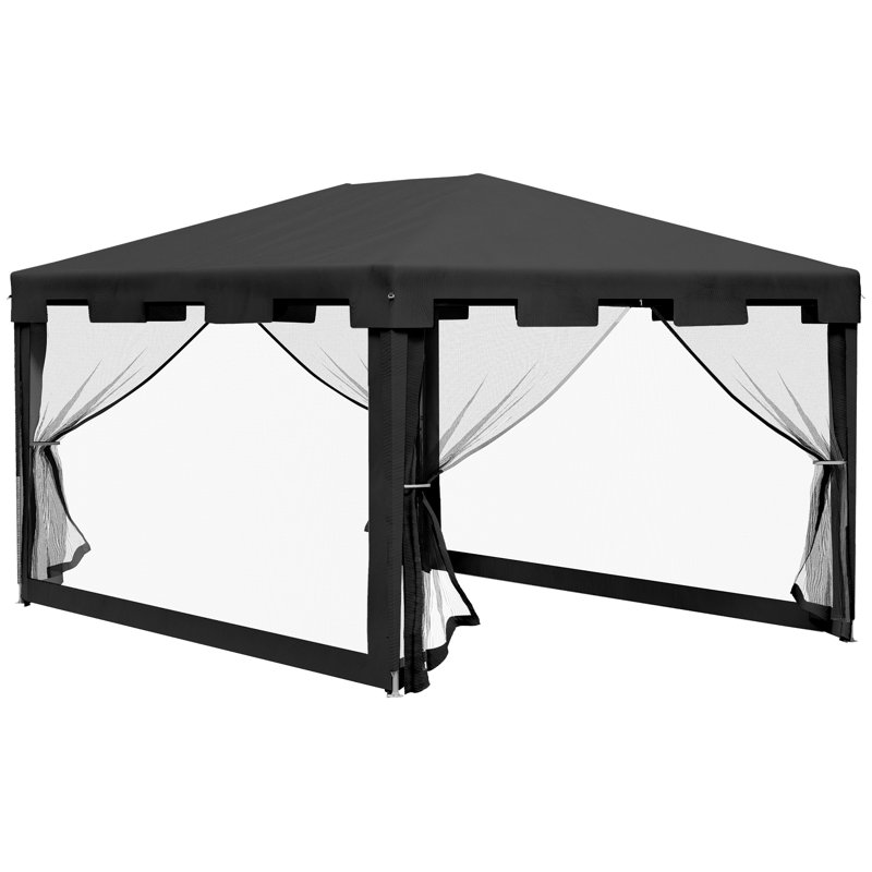 Britnay 4 m x 3 m Gazebo with Sides, Outdoor Party Tent, Dark Grey