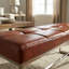 Banc capitonné contemporain Monkstown, similicuir brun