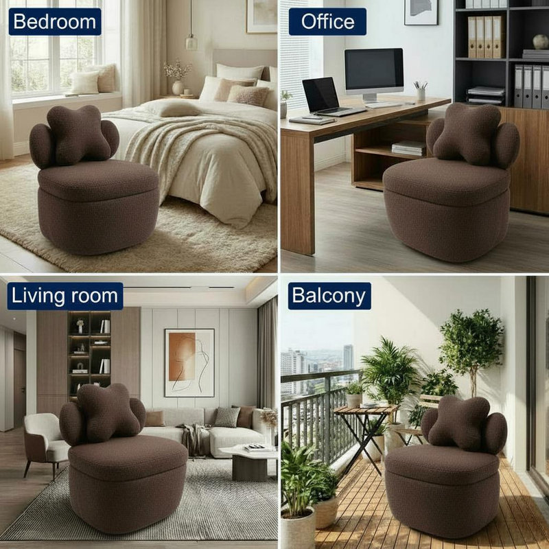Upholstered Swivel Accent Chair, Tan