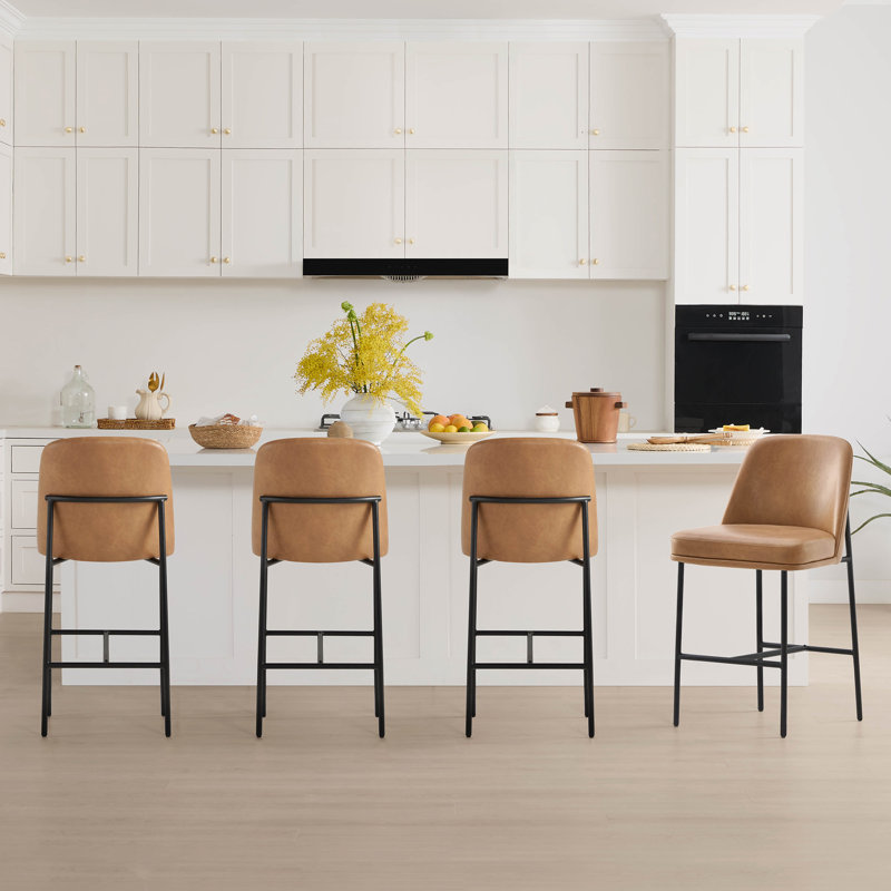 Tabouret de comptoir 27 po Angelick, Chameau, Noir