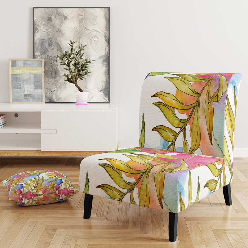 Tropical Foliage IV - Mid-Century Upholstered Slipper Chair