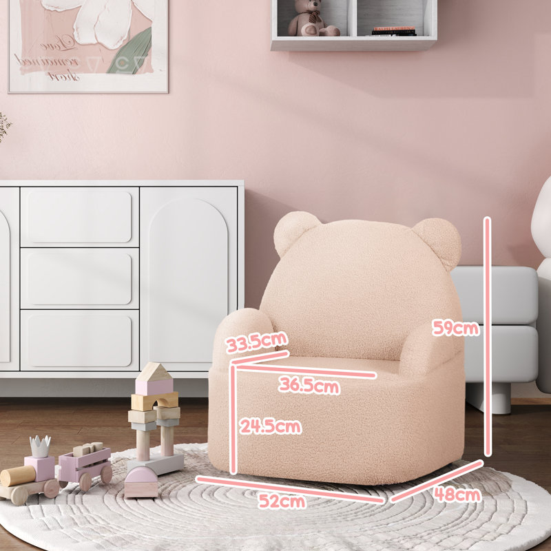 AIYAPLAY Kids Armchair Bear Shaped Toddler Chair 18 Months to 3 Years, Pink