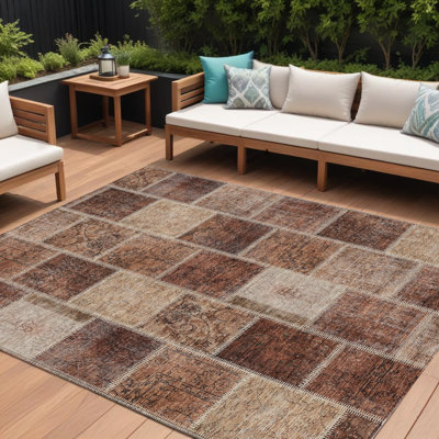 Tapis intérieur lavable 10 pi x 14 pi cuivré orange et beige