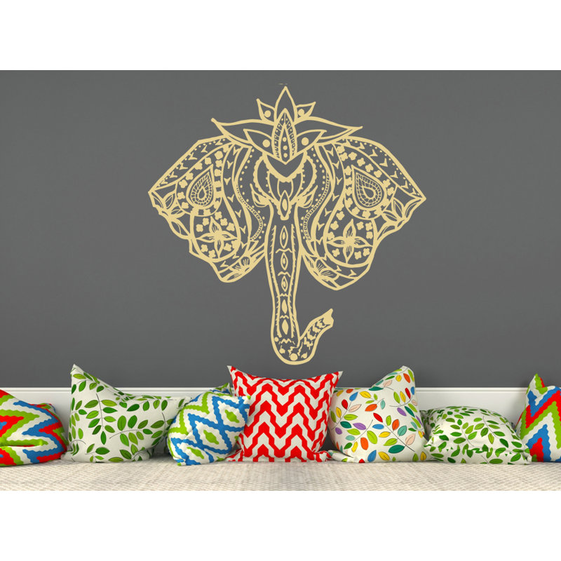 Décalcomanie murale éléphant mehndi Barton Hills, Crème