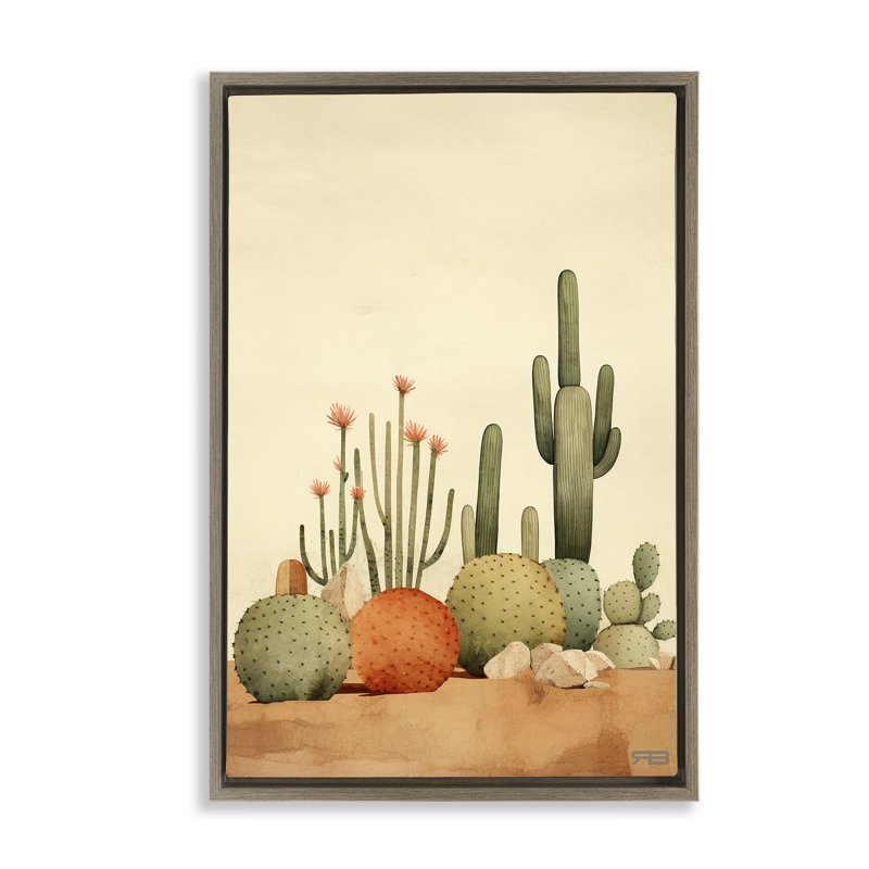 «Desert Cactus Scenery» par Roozbeh Bahramali, Cadre flottant orme Montalcino, H 25 po x l 17 po