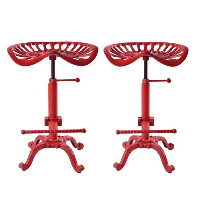 Set Of 2 Rustic Industrial Farmhouse Tractor Seat Adjustable Bar stool Industrial Bar Chair