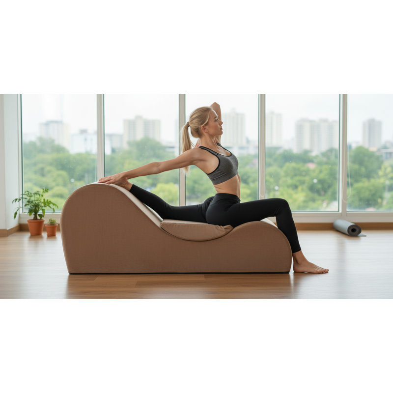 Chaise longue de yoga rembourrée de mousse, Brun