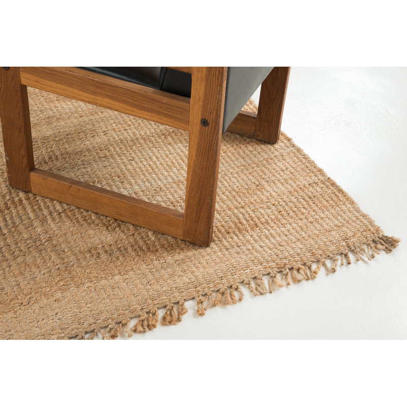 Tapis brun en jute / sisal tissé à la main Hanlin, Rectangle 5 pi x 7 pi 6 po