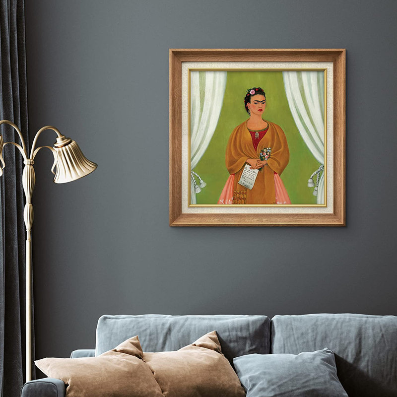 «Frida Kahlo Self Portrait to Leon Trotsky» par Frida Kahlo - peinture sur toile encadrée, Naturel