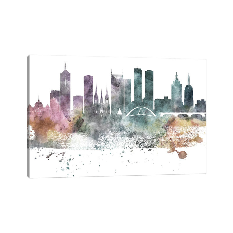 Melbourne Pastel Skylines by WallDecorAddict - Gallery-Wrapped Canvas Giclée on Canvas, 20.32 cm H x 30.48 cm W