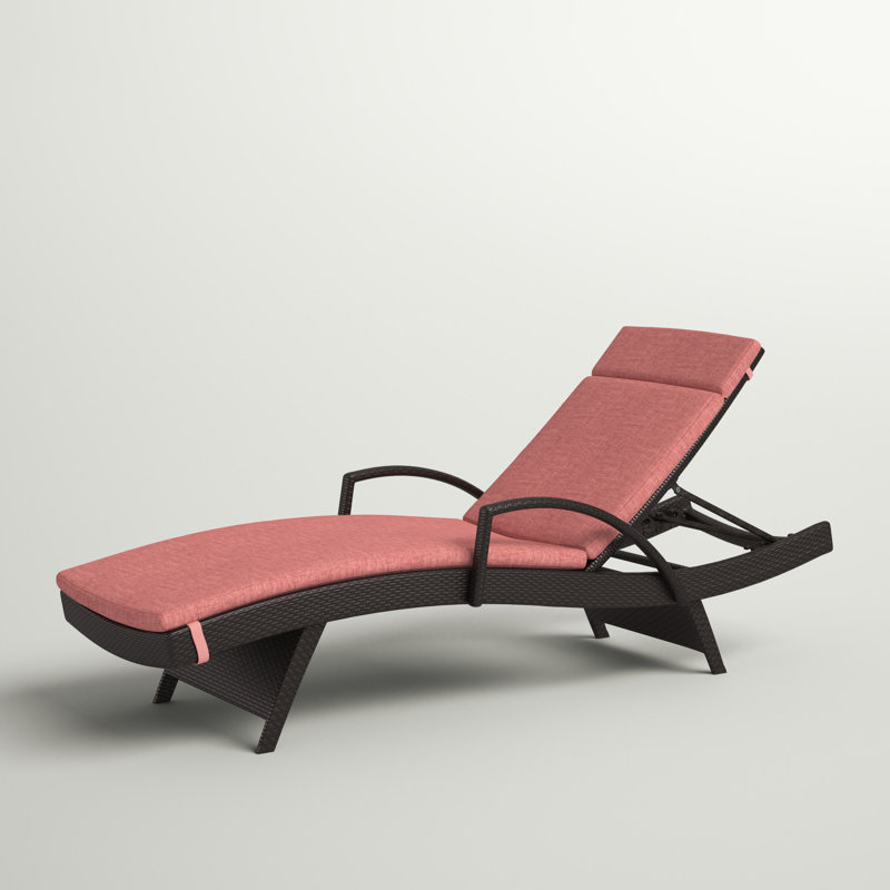 Chaise longue inclinable simple avec coussins 79,5 po Blaise, Rouge