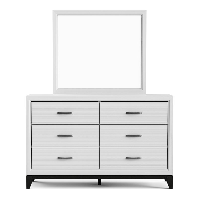 Ferris 6-Drawer Dresser And Mirror Set, Noir / blanc