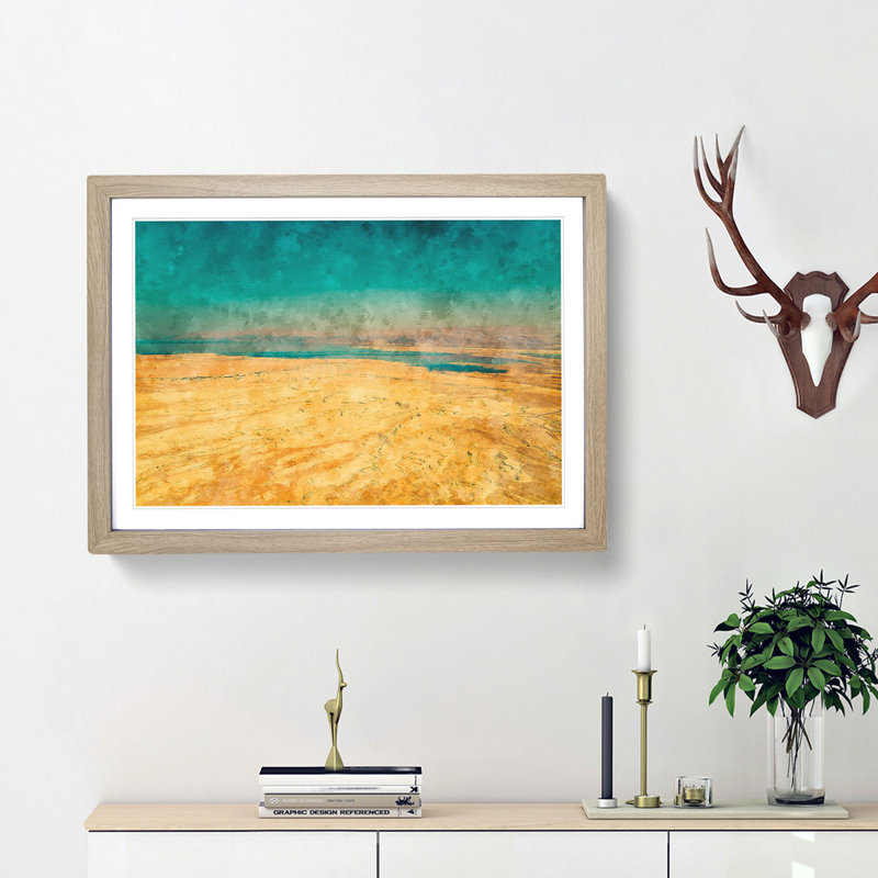 The Dead Sea In Israel - Single Picture Frame Painting on MDF, 33cm H x 45cm W x 2cm D, Oak Framed