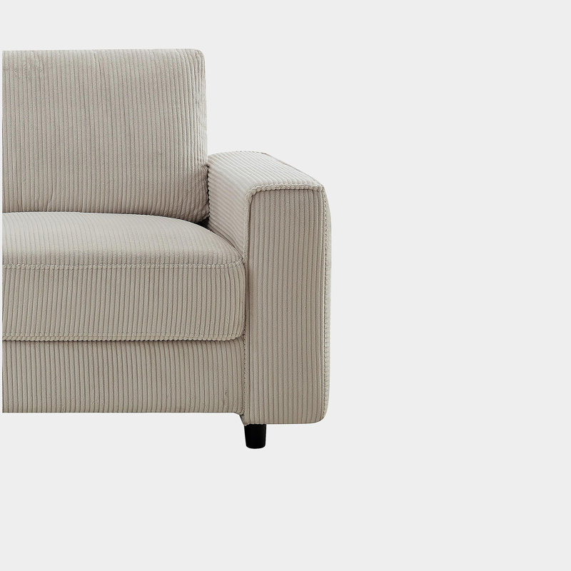 Canapé moderne en velours côtelé 2 places, H 33 po x l 66 po x P 32 po, Beige