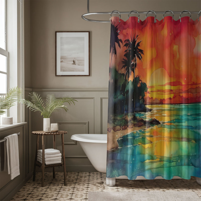 Sunset Art Patterns - Rideau de douche standard 1 pièce, H 74 po x l 71 po