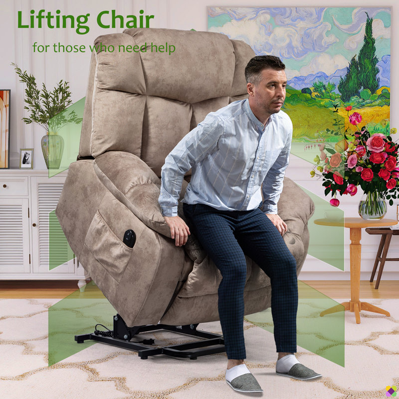 Ryun 38.5"W Lift Chair Power Recliner, Brown