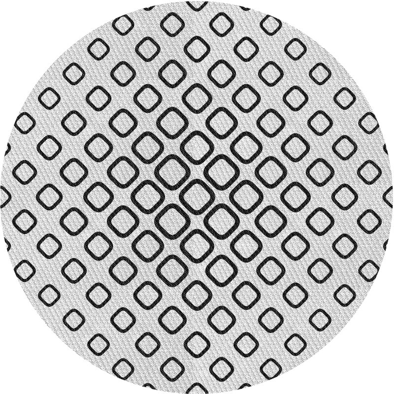 Tapis noir à motifs géométriques, Rond 7 pi