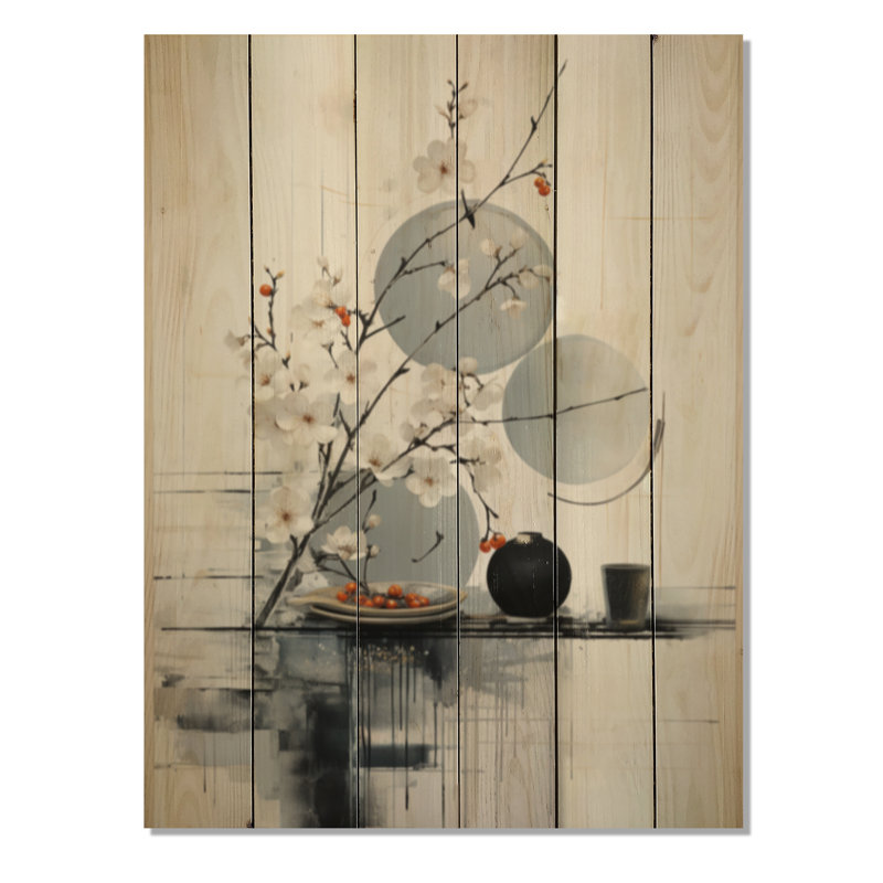 Asian Art Classics Sumi II - reproduction asiatique sur bois de pin naturel, H 40 po x l 30 po x P 0,78 po
