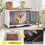 Mobilier de caisse pliable pour chien, table de bout en bois pour chien avec plateau et bols pivotants amovibles à 360 °, chenil moderne pour chiens d'intérieur et de petite taille - Portable-1698166985