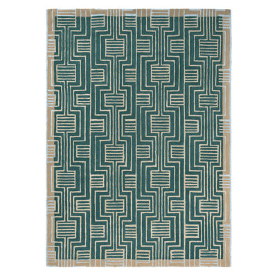 Hand Tufted Geometric Area Rug in Green