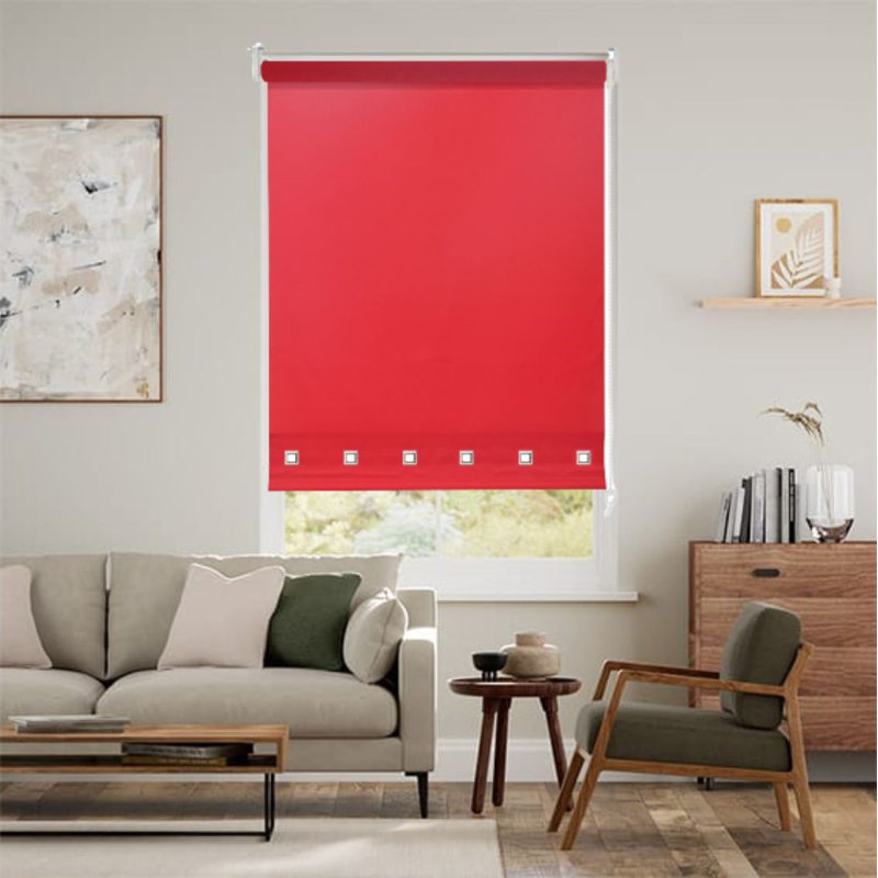 Square Eyelet Roller Blinds – Premium Window Shades for Light Control & Privacy, 165 cm L x 120 cm W, Red