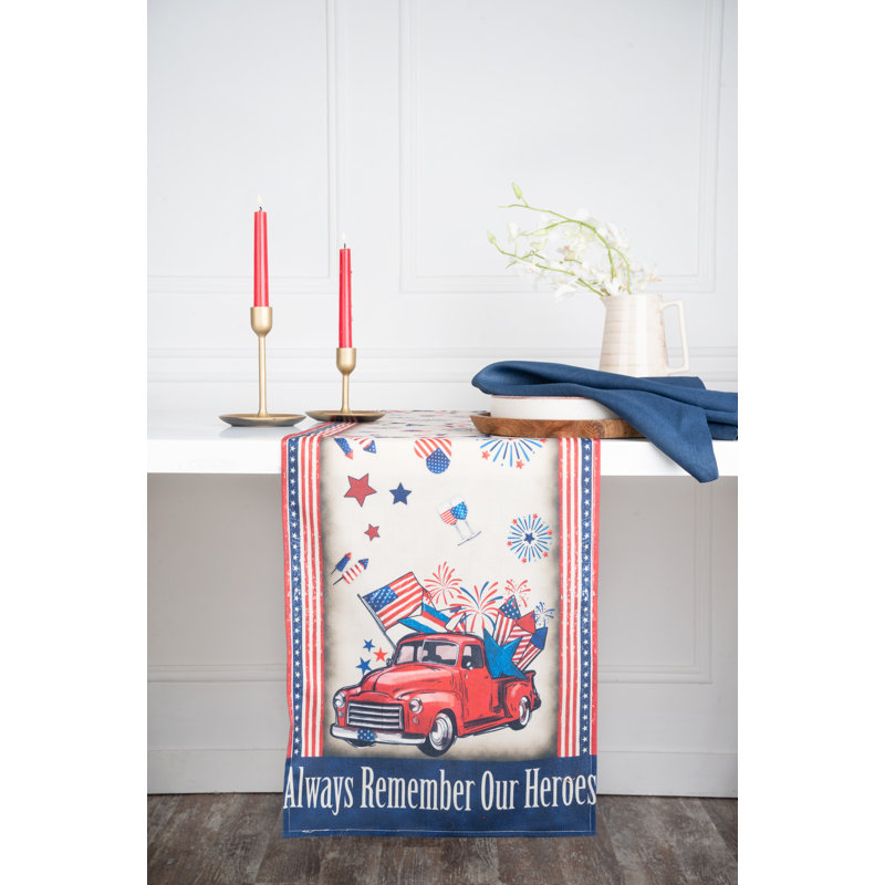 Table imprimée D'Moksha Homes, 4 juillet, 48 po x 13 po