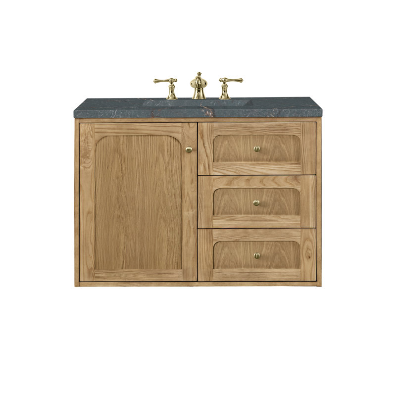 Laurent 36'' W Single Vanity, Light Natural Oak, Parisien Bleu, 8" Widespread