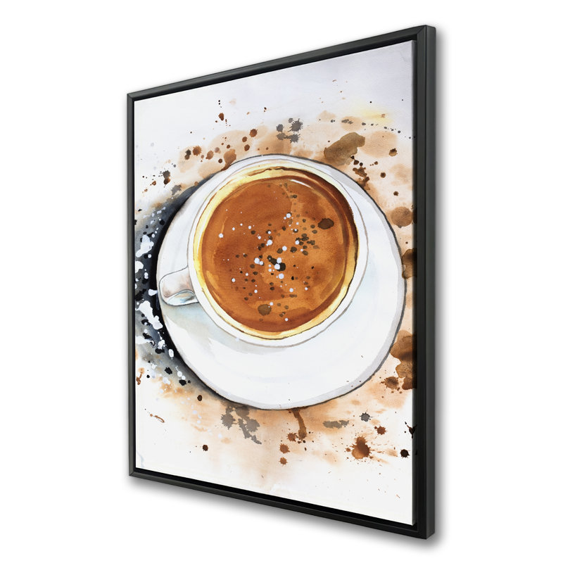 Cappuccino Refreshing - Brown Illustrative Framed Canvas Decor