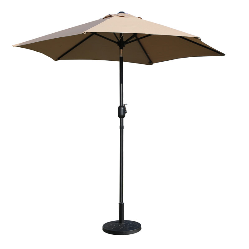 Parasol de patio hexagonal en polyester Hoguet Market 90, Brun clair
