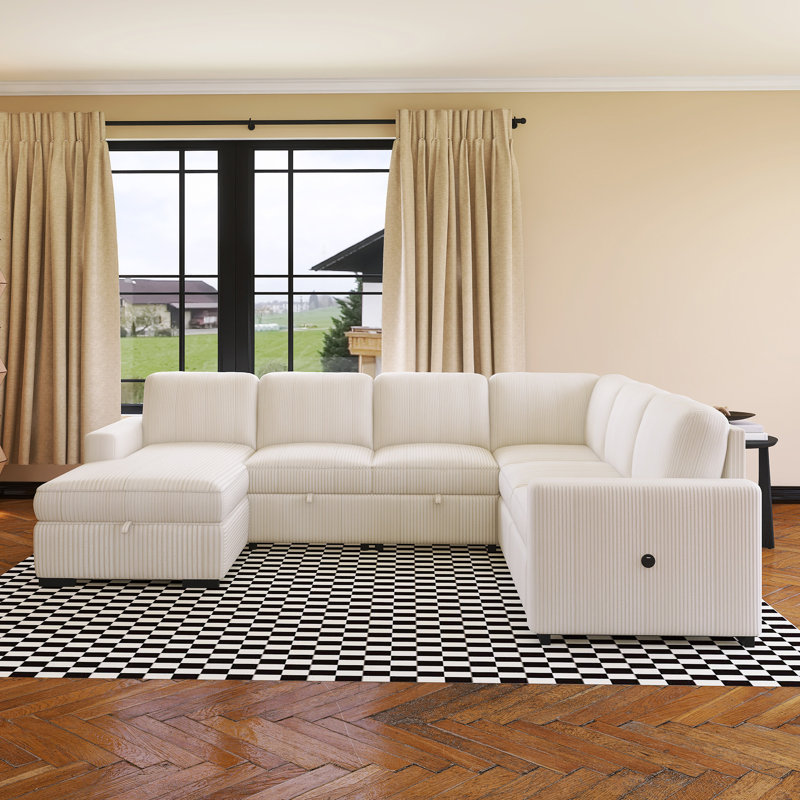Canapé d'angle en U en velours côtelé