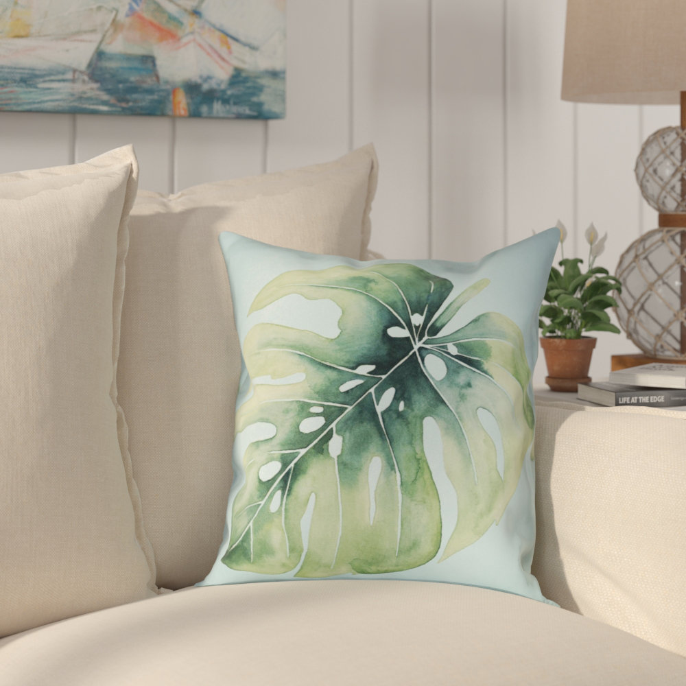 Tropical Palm Tree Leaves Floral Indoor/Outdoor Throw Pillow Laural Home 