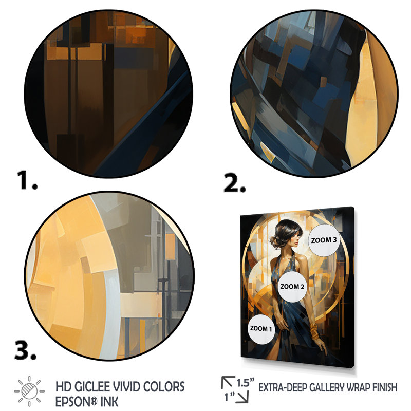 Art sur toile Sapphire Woman Elegance VII, Cadre flottant noir, H 20 po x l 12 po x P 1 po