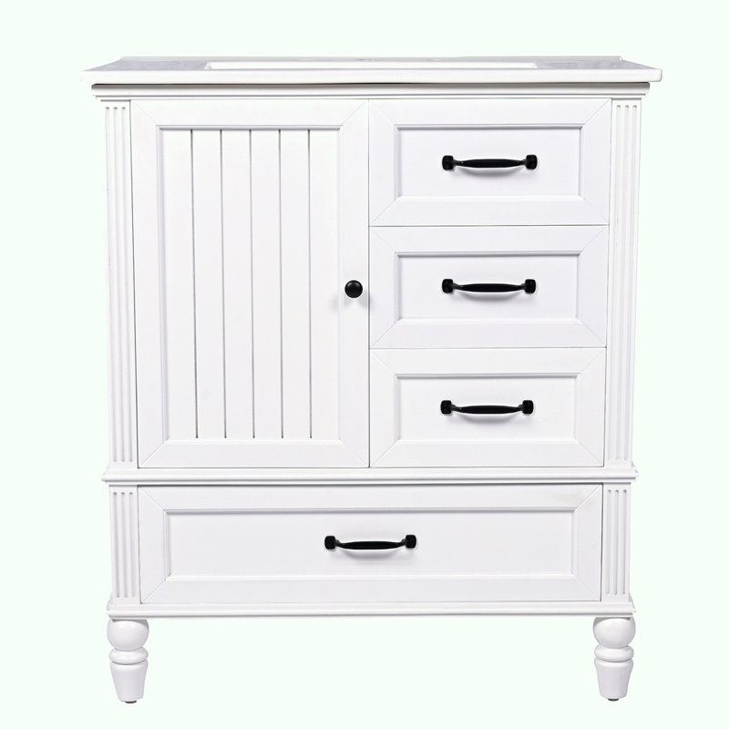 Meuble-lavabo 30 po avec lavabo, Blanc, Noir, noir, noir, noir