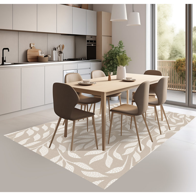 Burien Vinyl Machine Printed Area Rug, Rectangle 5'3" x 7'10.5"