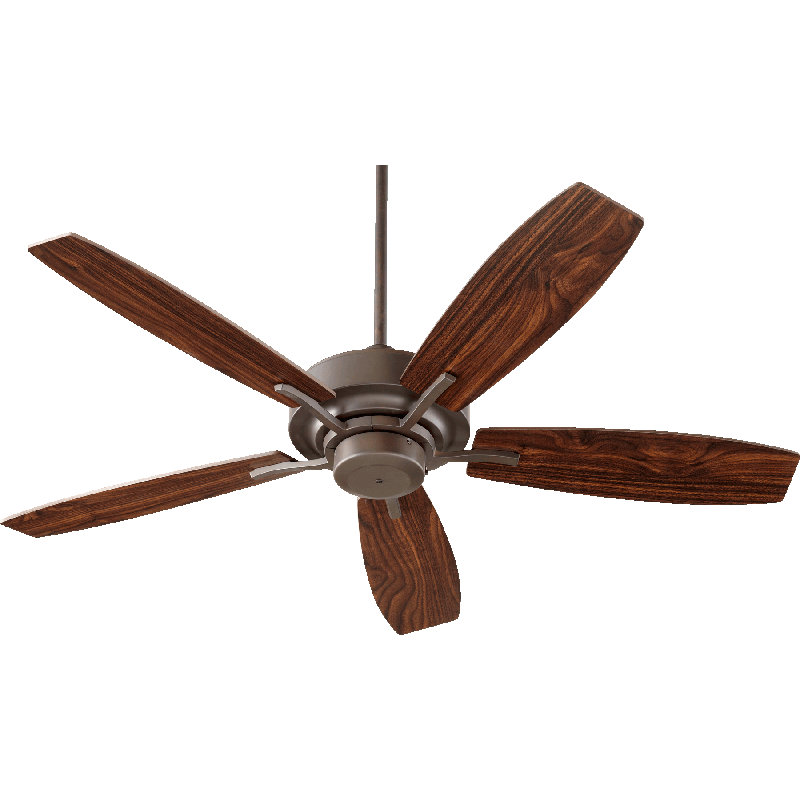Ventilateur de plafond standard à 5 pales de 52 po Loughman, Bronze huilé avec pales en noyer